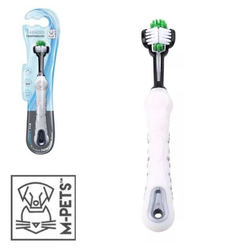 M-Pets (М-Петс) 3-Headed Toothbrush - 3-х головочная зубная щётка для собак с чувствительными дёснами (17х2,3 см) в E-ZOO