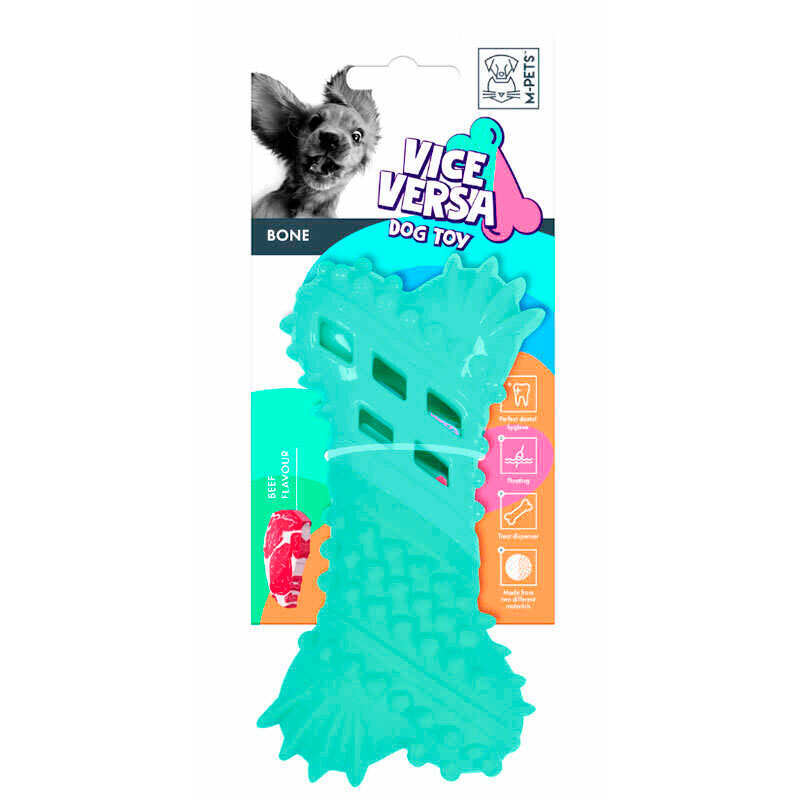 M-Pets (М-Петс) Vice Versa Dog Toy Bone Beef scent - Игрушка-диспенсер для жевания Кость с ароматом говядины (15,9х8,5х4,2 см) в E-ZOO