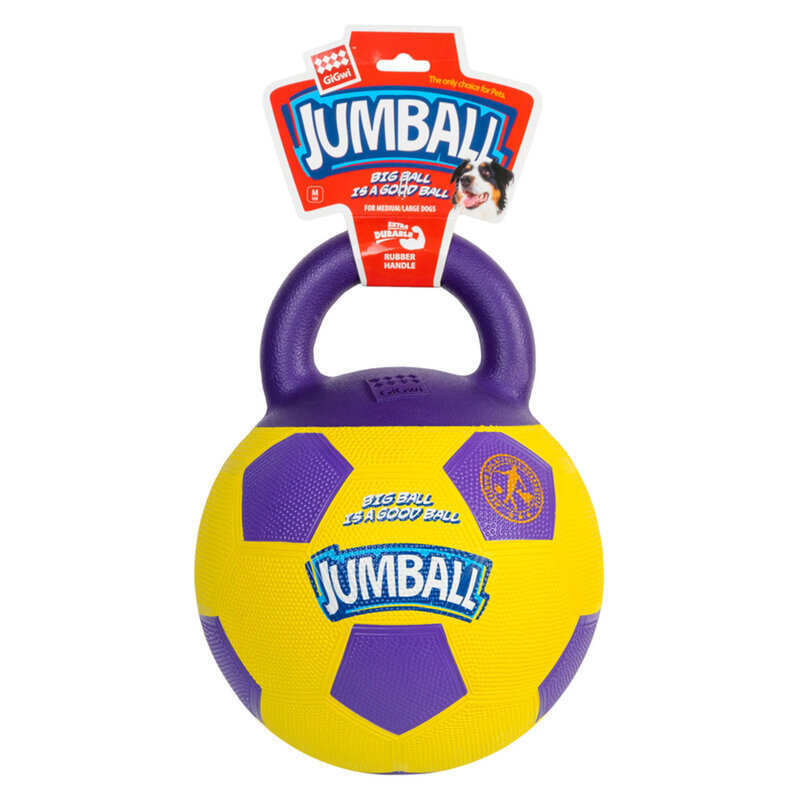 GiGwi (ГиГви) JumBall – Игрушка Мяч футбольный с ручкой для собак (26 см) в E-ZOO