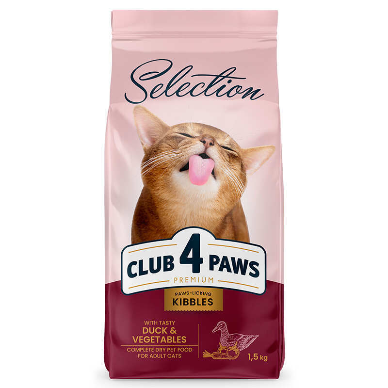 Club 4 Paws (Клуб 4 Лапы) Premium Selection Cat With Duck and Vegetables - Cухой корм с уткой и овощами для котов (1,5 кг) в E-ZOO