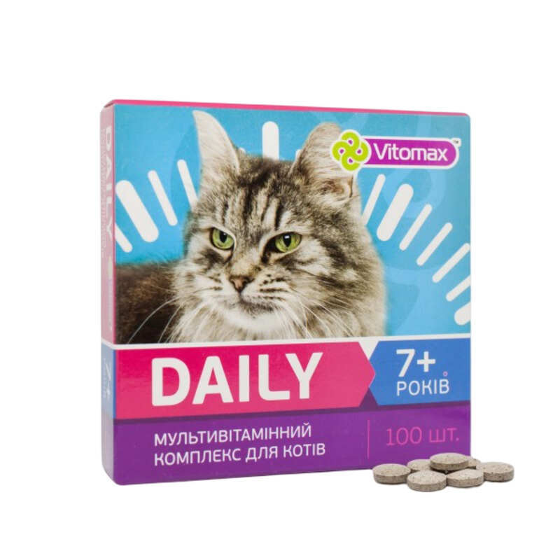 Vitomax (Витомакс) Daily - Витамины для кошек 7+ лет (100 таб.) в E-ZOO