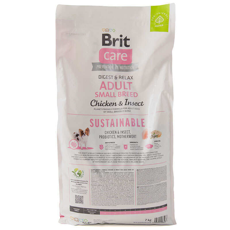Brit Care (Бріт Кеа) Dog Sustainable Adult Small Breed - Сухий корм з куркою та комахами для дорослих собак дрібних порід (7 кг) в E-ZOO