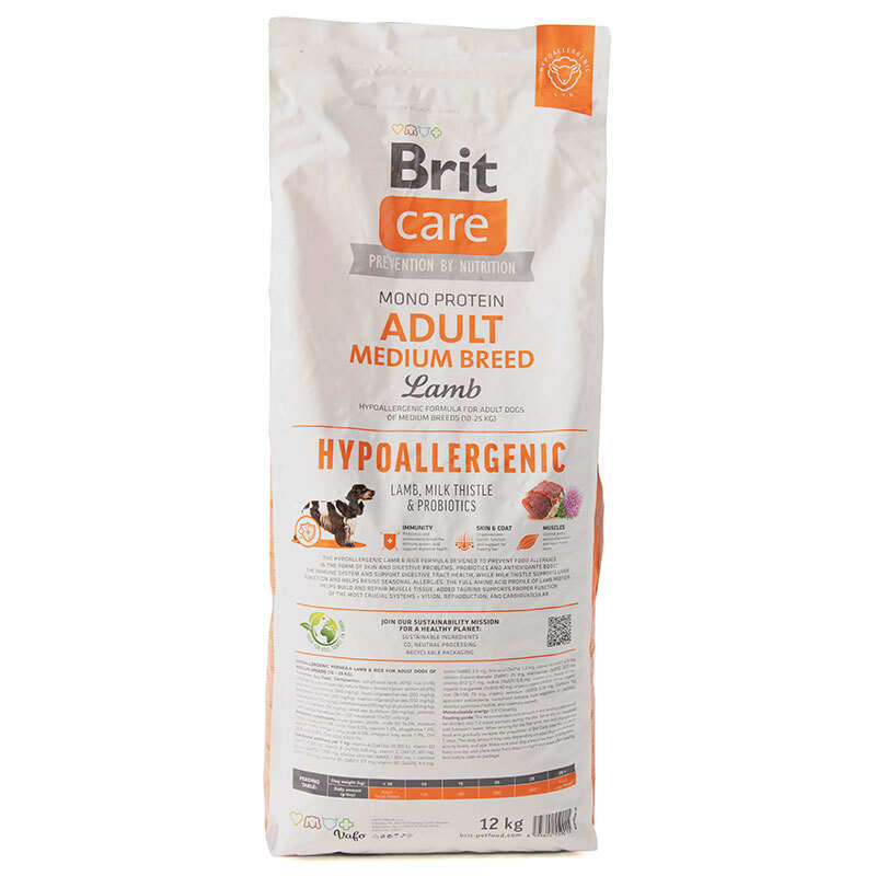 Brit Care (Брит Кеа) Dog Hypoallergenic Adult Medium Breed - Сухой монопротеиновый гипоаллергенный корм с ягнёнком для собак средних пород (1 кг) в E-ZOO