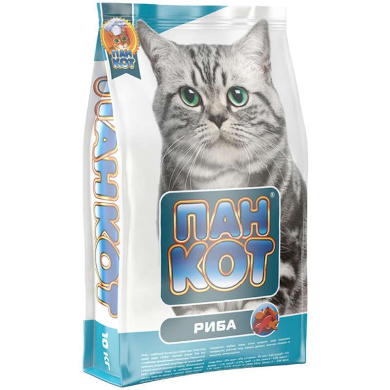 Пан Кот РЫБА - Сухой корм с рыбой для взрослых кошек со вкусом рыбы