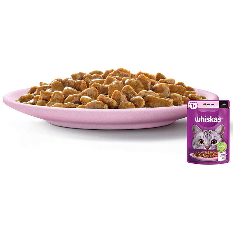 Whiskas (Вискас) - Влажный корм с лососем в соусе для взрослых кошек (85 г) в E-ZOO