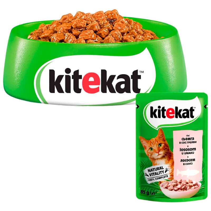 Kitekat (Китикет) - Влажный корм с лососем в соусе для кошек (85 г) в E-ZOO