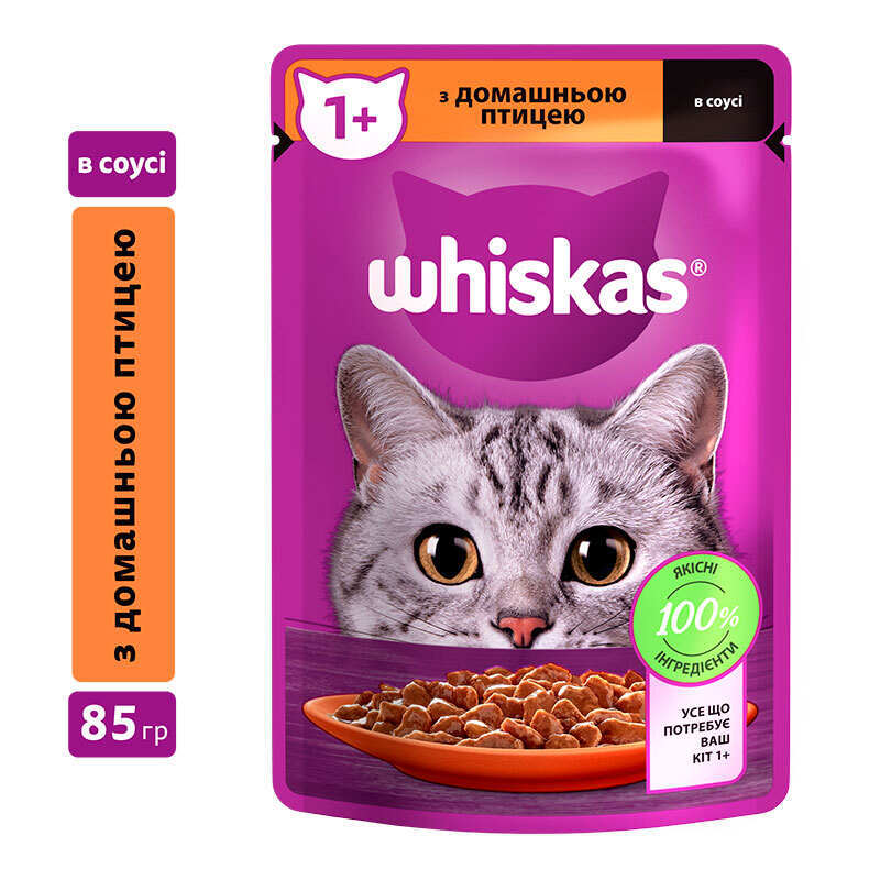 Whiskas (Вискас) - Влажный корм домашняя птица в соусе для котов (85 г) в E-ZOO
