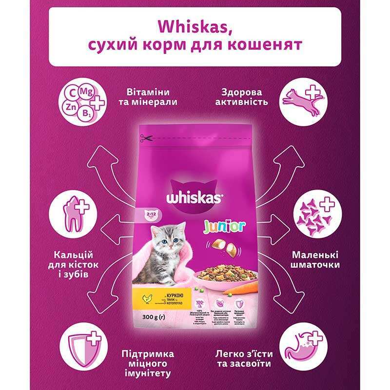 Whiskas (Вискас) - Сухой корм с курицей для котят (14 кг) в E-ZOO