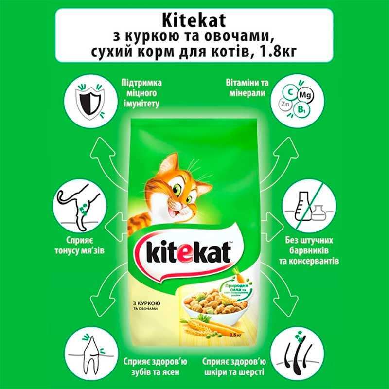 Kitekat (Кітікет) - Сухий корм з куркою та овочами для кицьок (12 кг) в E-ZOO