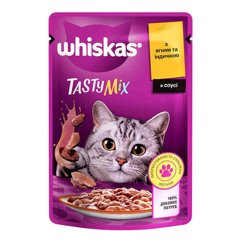 Whiskas (Вискас) TastyMix - Влажный корм с ягнёнком, индейкой в соусе для котов (85 г) в E-ZOO