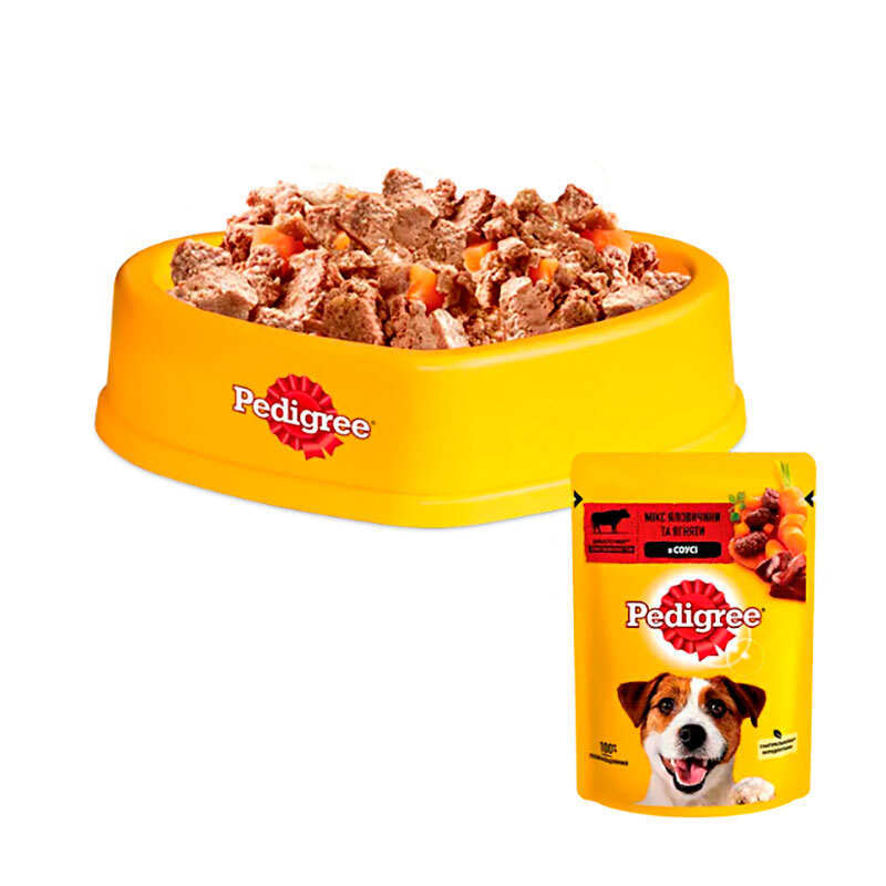 Pedigree (Педігрі) - Вологий корм з яловичиною та ягням в соусі для собак (100 г) в E-ZOO