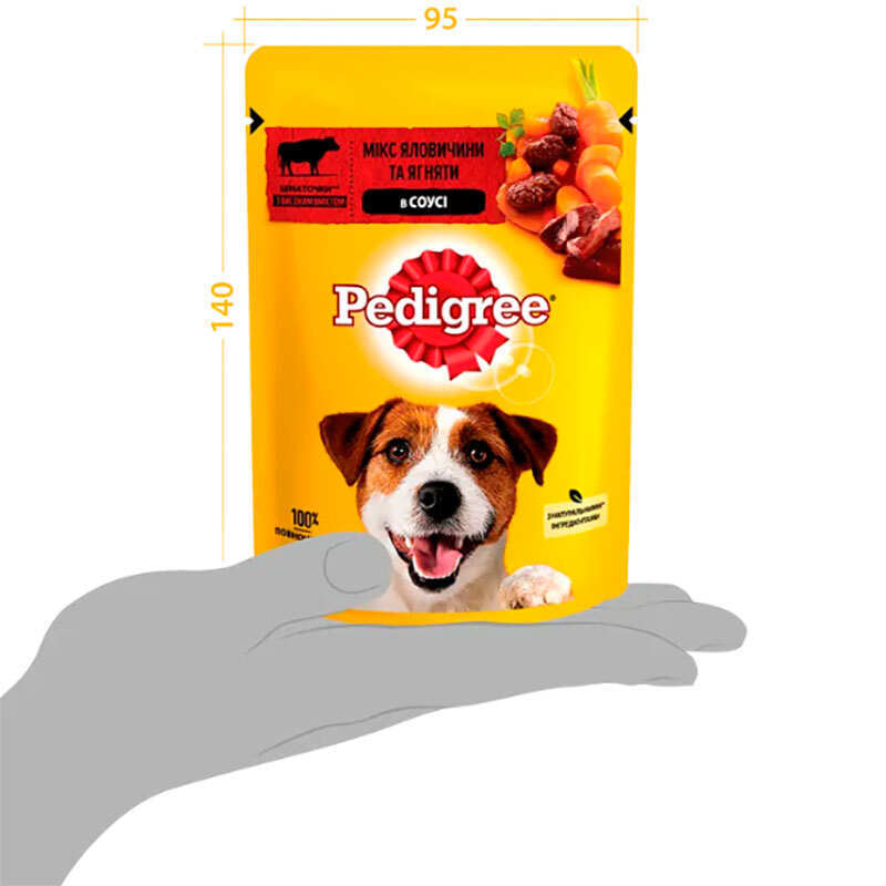Pedigree (Педігрі) - Вологий корм з яловичиною та ягням в соусі для собак (100 г) в E-ZOO