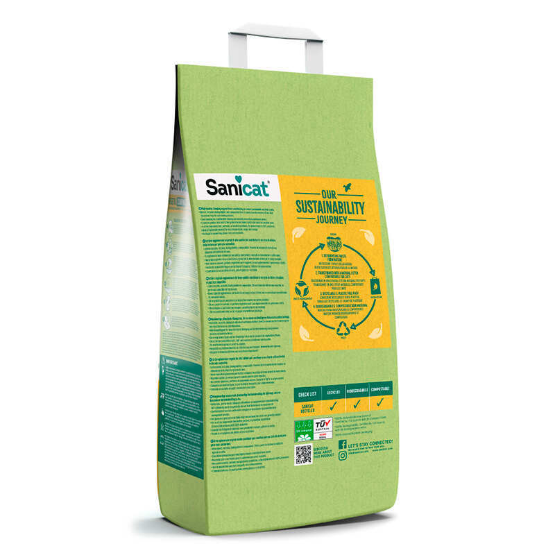 Sanicat (Саникет) Vegetal Clumping Litter - Растительный переработанный комкующийся наполнитель (2,5 кг) в E-ZOO