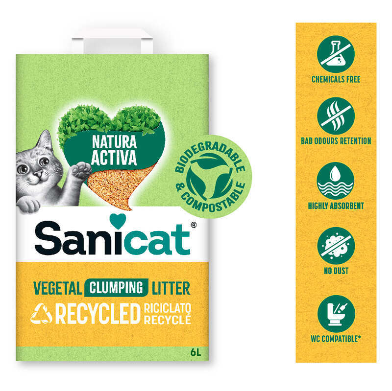 Sanicat (Санікет) Vegetal Clumping Litter - Рослинний перероблений наповнювач, що збирається в грудки (2,5 кг) в E-ZOO