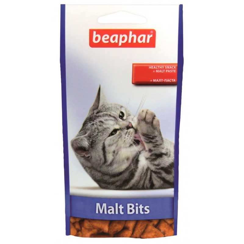 Beaphar (Беафар) Malt Bits - Лакомство Подушечки с мальт-пастой для выведения шерсти из желудка котов (150 г) в E-ZOO