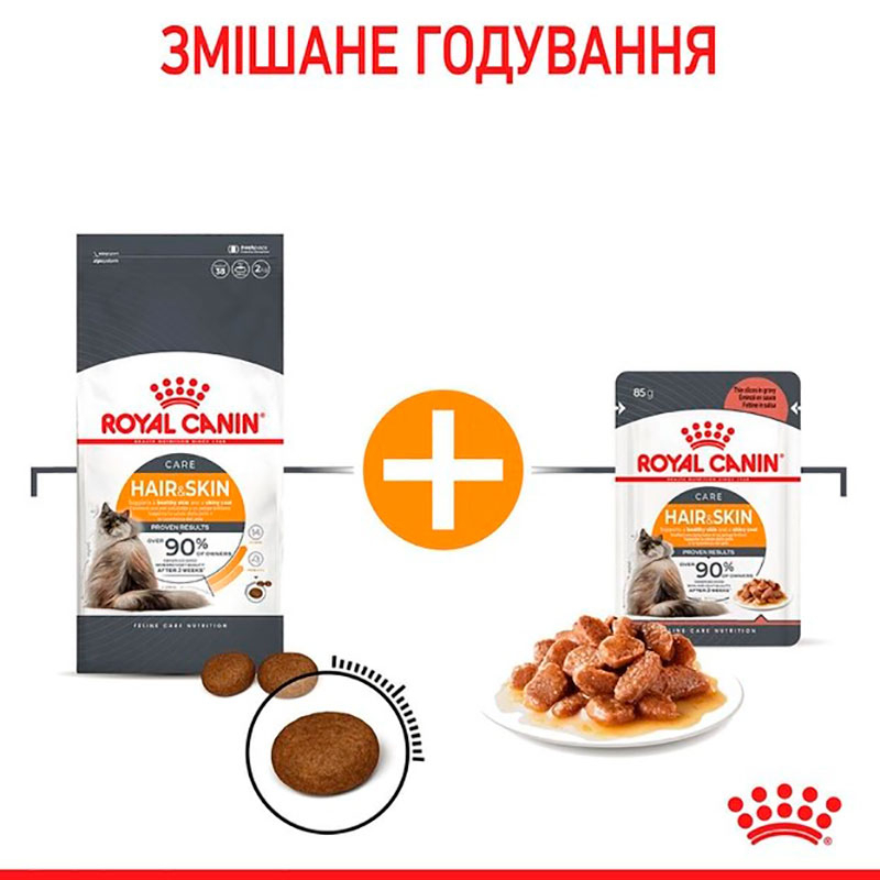 Royal Canin (Роял Канін) Hair&Skin - Консервований корм з мясом та рибою для здоров'я шкіри та краси шерсті котів (шматочки в соусе) (85 г) в E-ZOO