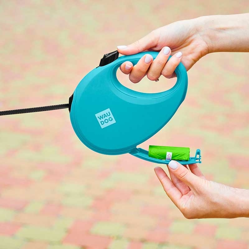 Collar (Коллар) WAUDOG R-leash - Поводок-рулетка для собак с контейнером для пакетов и светоотражающей лентой (3 м, до 12 кг) (S (3 м)) в E-ZOO