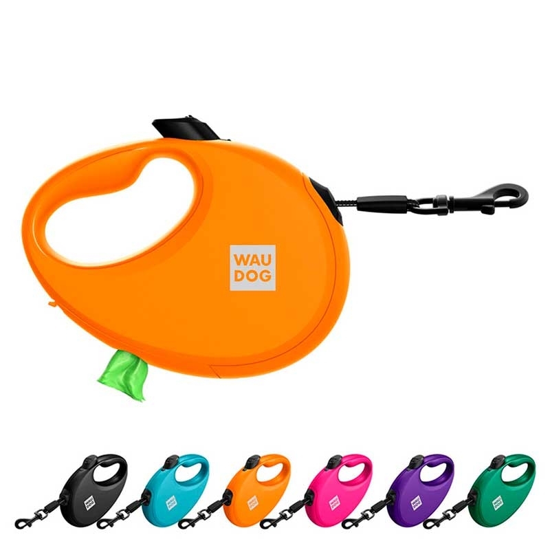Collar (Коллар) WAUDOG R-leash - Повідець-рулетка для собак з контейнером для пакетів та світловідбиваючою стрічкою (5 м, до 40 кг) (L (5 м)) в E-ZOO