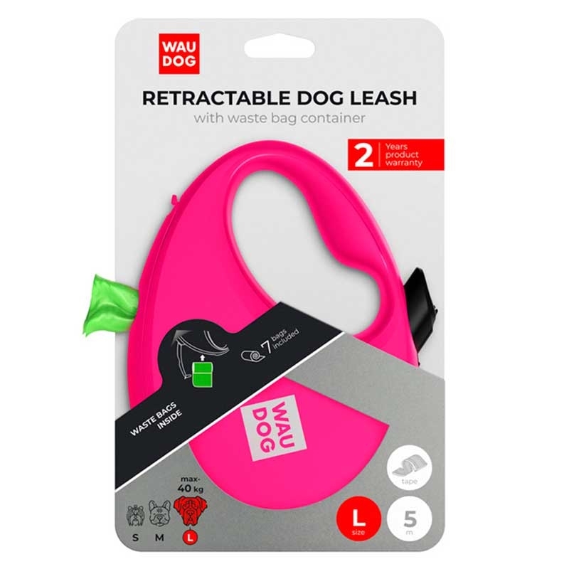 Collar (Коллар) WAUDOG R-leash - Поводок-рулетка для собак с контейнером для пакетов и светоотражающей лентой (5 м, до 40 кг) (L (5 м)) в E-ZOO