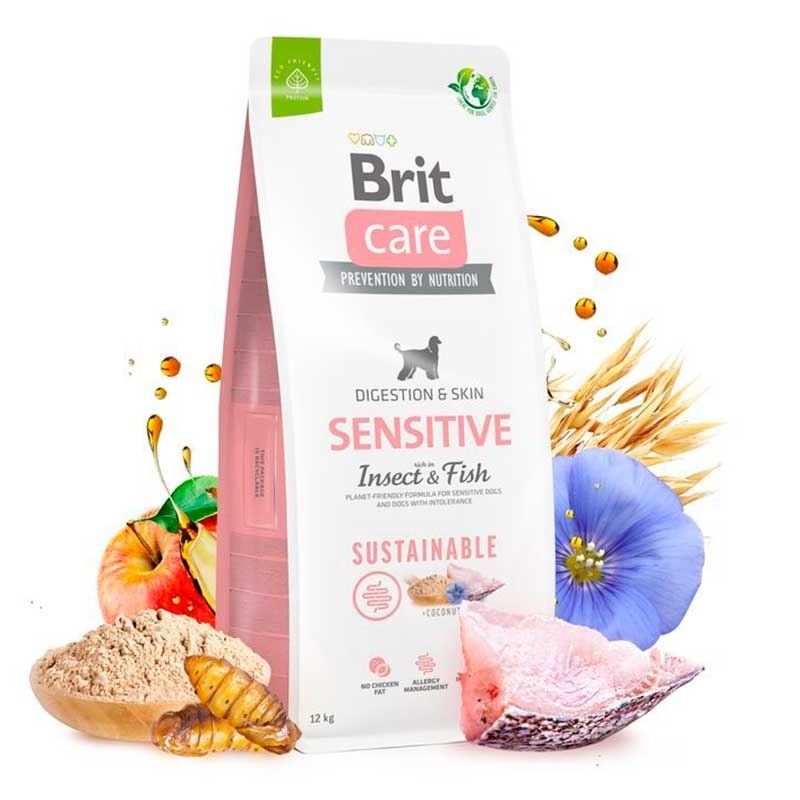 Brit Care (Бріт Кеа) Sustainable Sensitive - Сухий корм з рибою та комахами для собак з чутливим травленням (12 кг) в E-ZOO