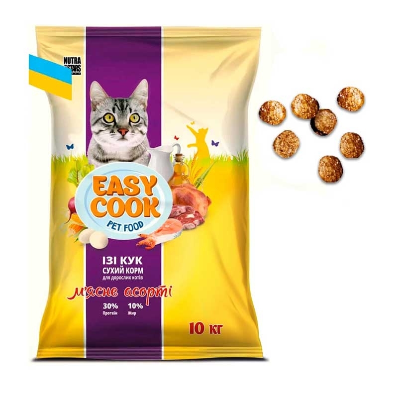 Nutra Five Stars (Нутра Файв Старс) Easy Cook - Сухий корм м'ясне асорті для котів (10 кг) в E-ZOO