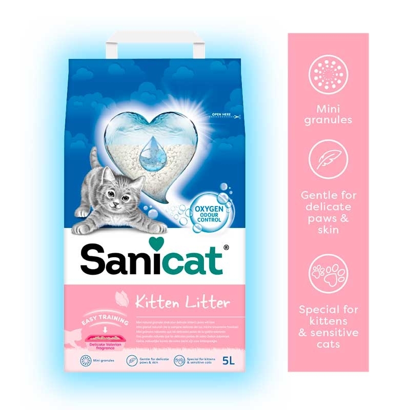 Sanicat (Санікет) Kitten Litter Easy Training Valerian - Тренувальний бентонітовий наповнювач з ніжним ароматом валеріани для кошенят (5 л) в E-ZOO