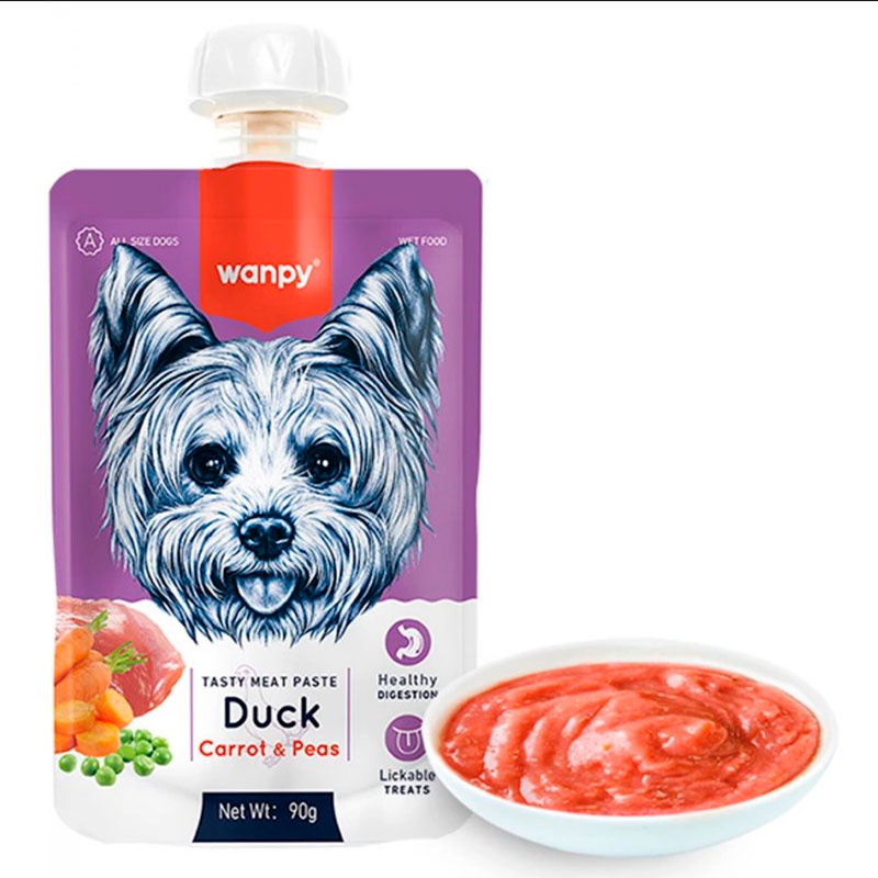 Wanpy (Ванпі) Paste Duck, Carrot & Pea - Крем-суп з качкою, морквою та горошком для собак (90 г) в E-ZOO