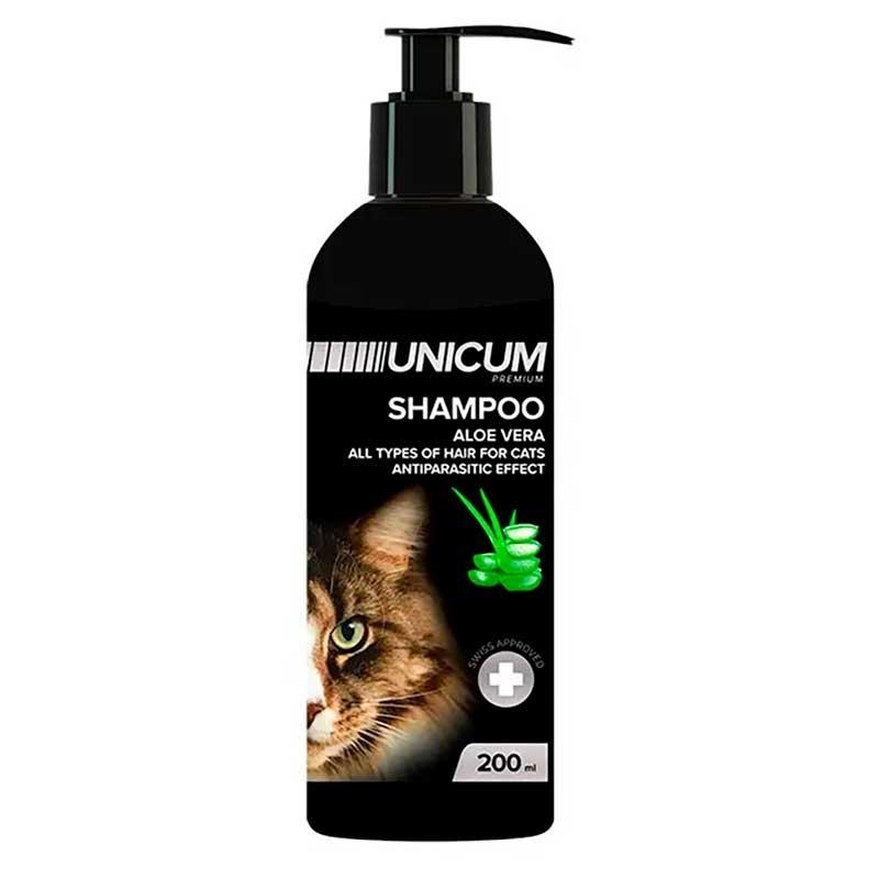 Unicum (Унікум) Premium All Types of Hair for Cats - Універсальний фітошампунь Алое вера з протипаразитарним ефектом для котів (200 мл) в E-ZOO