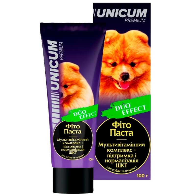 Unicum (Унікум) Premium Duo Effect - Мультивітамінна Фіто Паста + підтримка та нормалізація ШКТ собак та цуценят (100 г) в E-ZOO