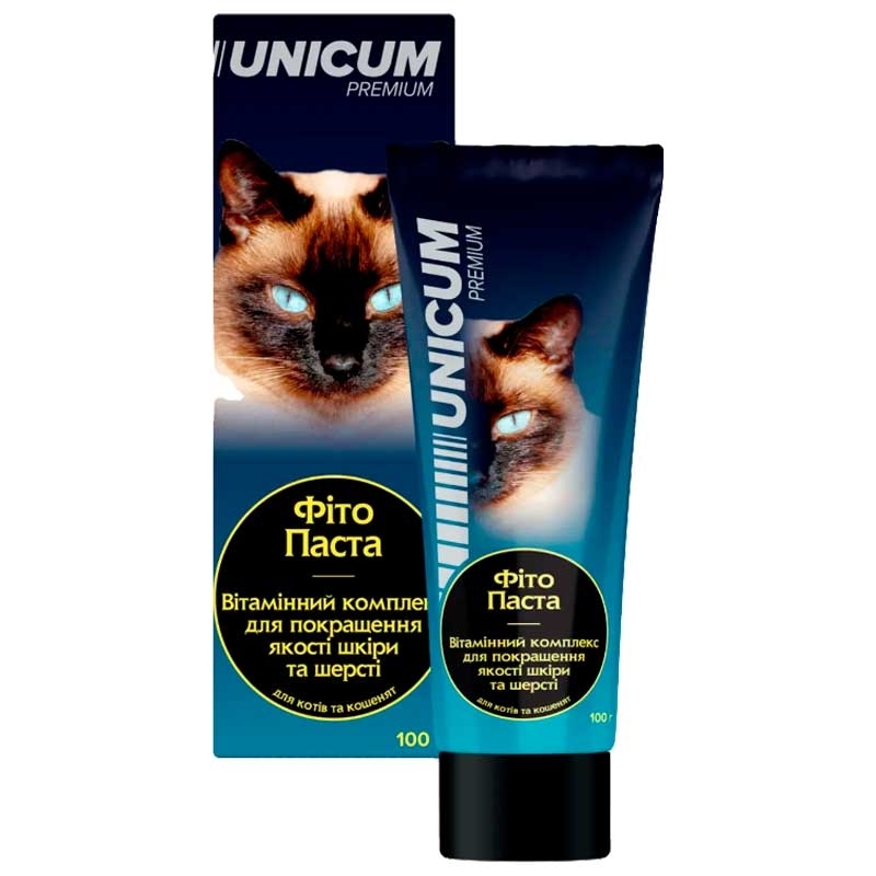 Unicum (Унікум) Premium - Фіто Паста Вітамінний комплекс для покращення якості шкіри й шерсті котів та кошенят (100 г) в E-ZOO