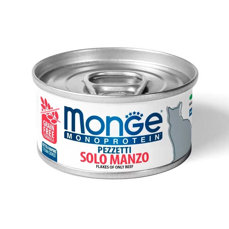 Monge (Монж) Monoprotein Solo Manzo - Монопротеїнові м'ясні пластівці з яловичини для дорослих котів усіх порід (80 г) в E-ZOO