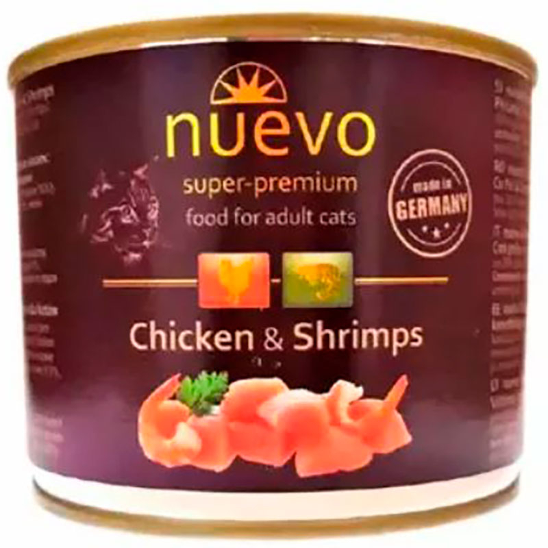 Nuevo (Нуево) Adult Chicken and Shrimps - Консервированный корм с курицей и креветками для котов (200 г) в E-ZOO