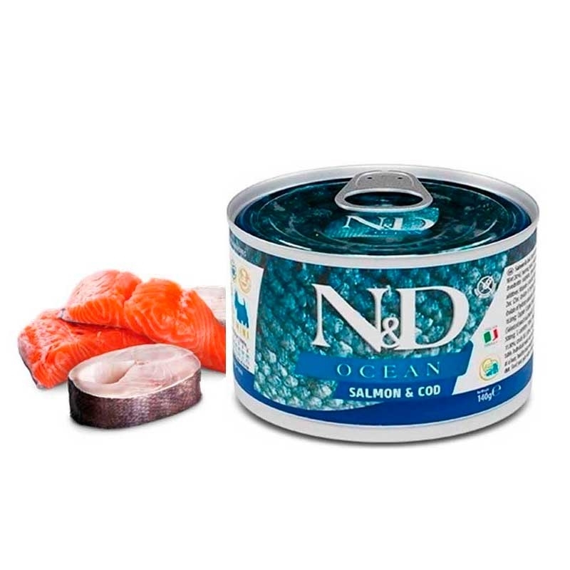 Farmina (Фармина) N&D Ocean Salmon & Cod Adult Mini – Беззерновой консервированный корм с лососем и треской для взрослых собак мелких пород (140 г) в E-ZOO