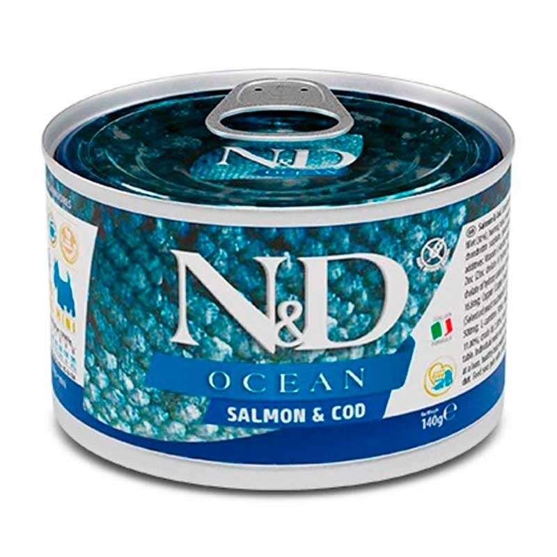 Farmina (Фарміна) N&D Ocean Salmon & Cod Adult Mini – Беззерновий консервований корм з лососем та тріскою для дорослих собак дрібних порід (140 г) в E-ZOO