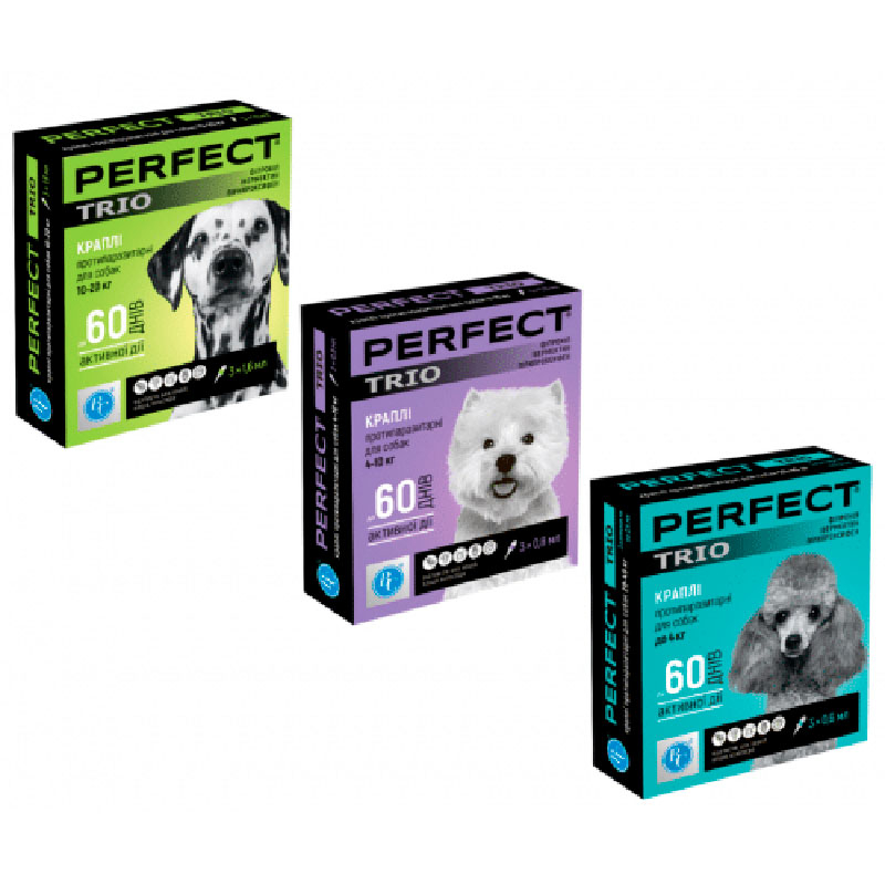 PerFect (ПёрФект) TRIO - Противопаразитарные капли на холку против блох, клещей и гельминтов для собак (1 пипетка) (1х0,6 мл) в E-ZOO