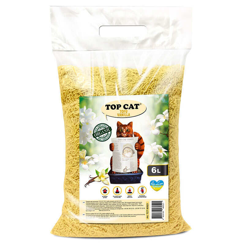 Top Cat (Топ Кэт) Тофу Vanilla - Наполнитель соевый Ваниль для кошачьего туалета (6 л / 2,6 кг) в E-ZOO