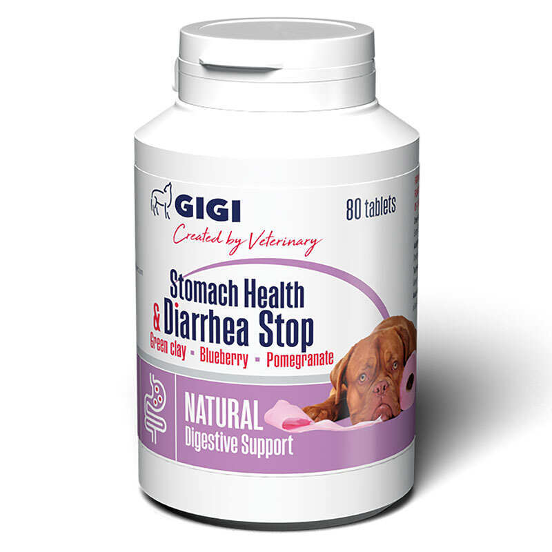 Gigi (Гиги) Stomach Health & Diarrhea Stop - Витаминно-минеральный комплекс для нормализации функции пищеварительной системы у собак и котов (80 таб.) в E-ZOO