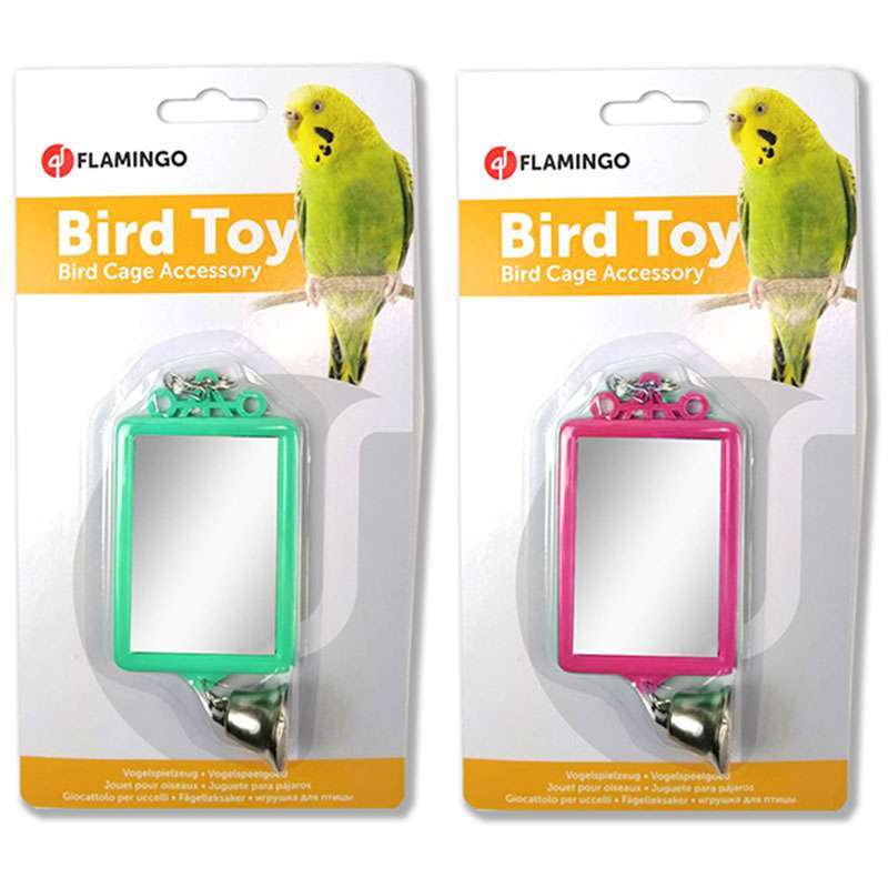 Karlie-Flamingo (Карлі-Фламінго) Mirror Straight + Bell - Іграшка для папуг (6x8 см) в E-ZOO