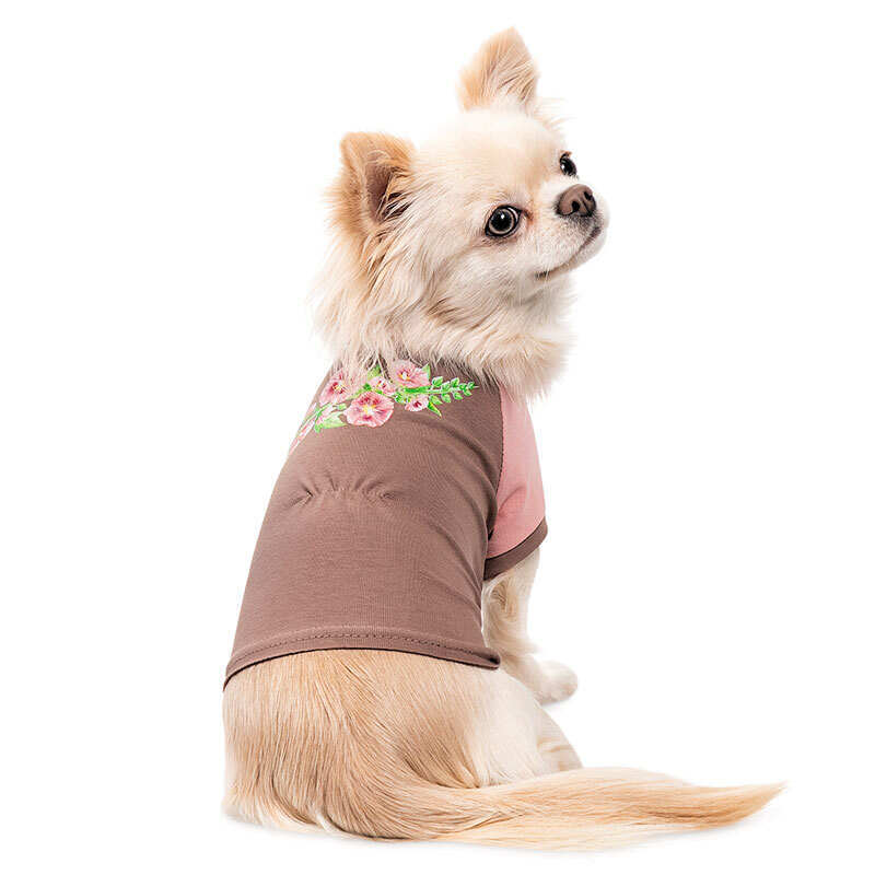 Pet Fashion (Пет Фешн) Rose - Футболка Мальва розово-шоколадная для собак-девочек (XS (23х25 см)) в E-ZOO