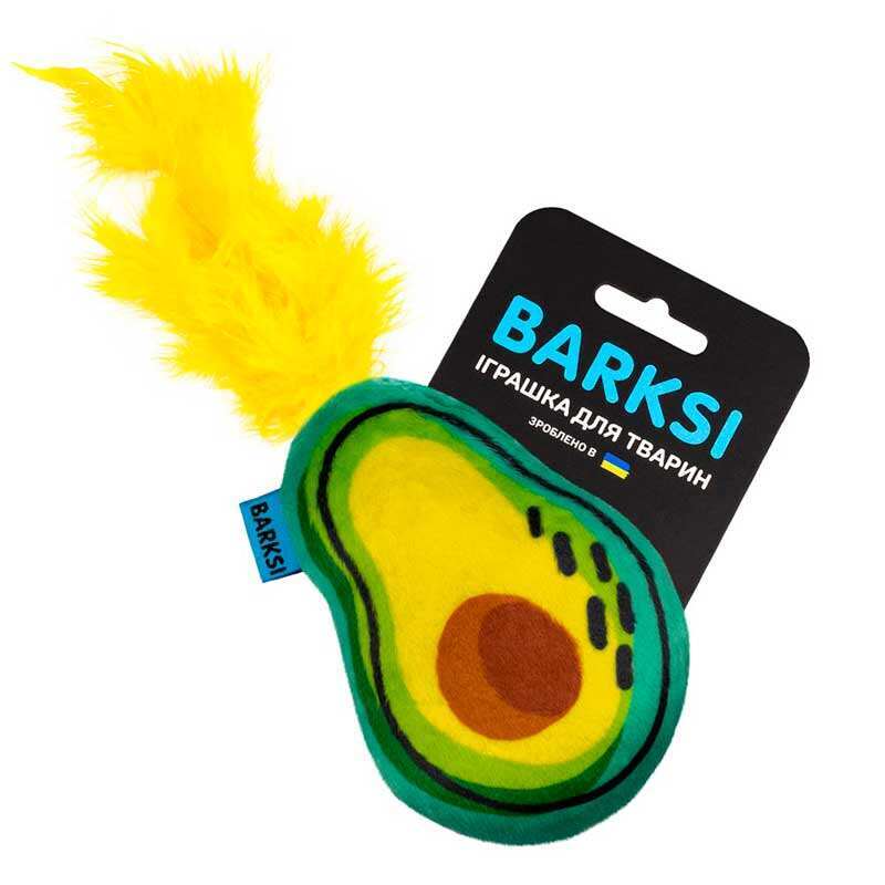 Barksi (Барксі) - М'яка іграшка Авокадо з дзвіночком та пір'ям для котів і собак дрібних порід (12х9 см) в E-ZOO