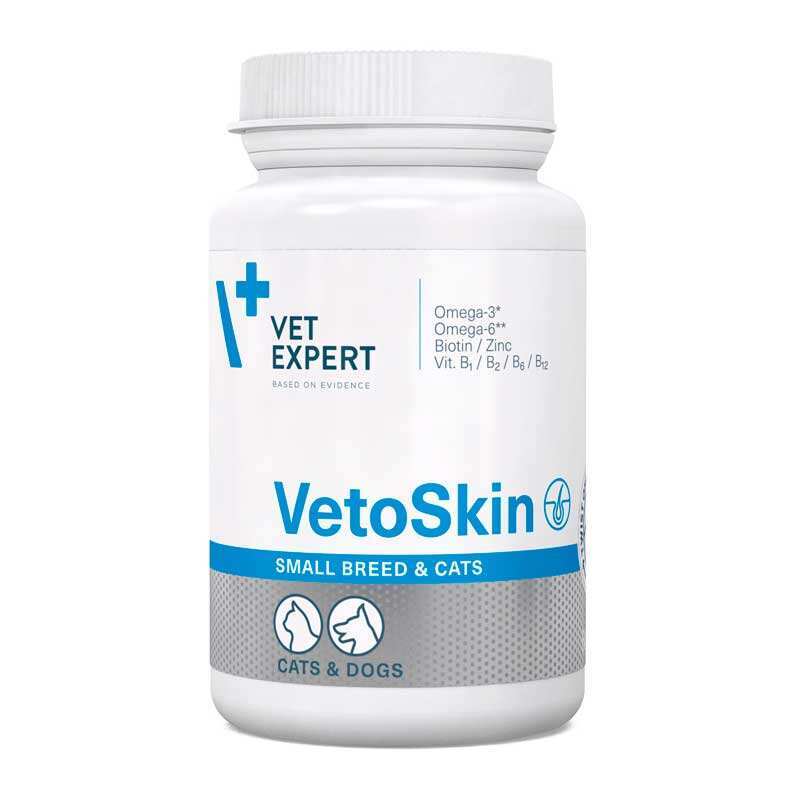 VetExpert (ВетЭксперт) VetoSkin Small breed&cat - Пищевая добавка для здоровья кожи и шерсти кошек и собак мелких пород (60 шт./уп.) в E-ZOO