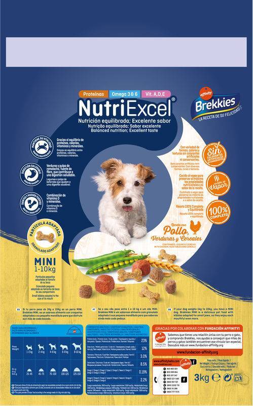 Brekkies (Брекис) Dog Mini Adult - Сухой корм с курицей и овощами для взрослых собак малых пород - Фото 2