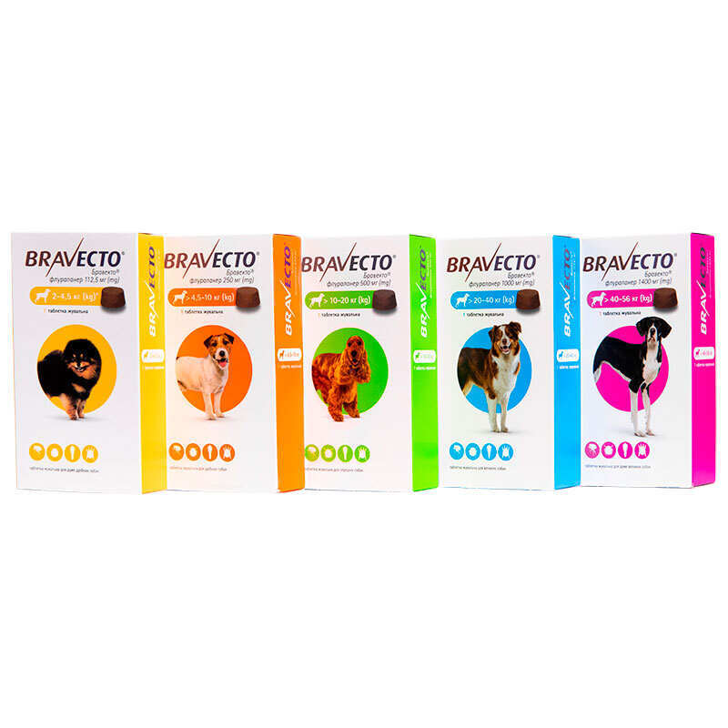 Bravecto (Бравекто) by MSD Animal Health - Противопаразитарные жевательные таблетки от блох и клещей для собак (1 таблетка) (10-20 кг) в E-ZOO