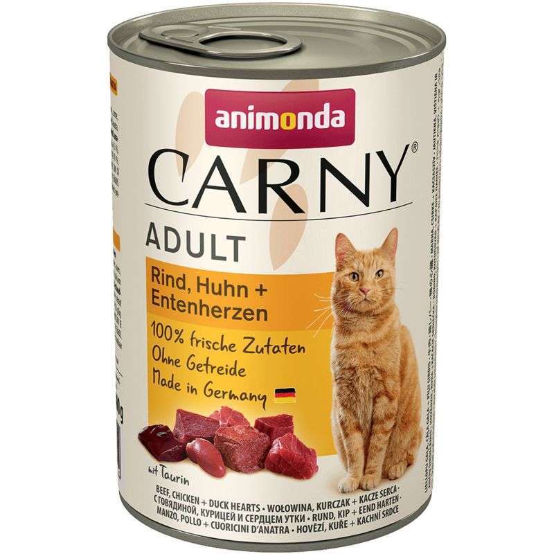 Animonda (Анимонда) Carny Adult - Консервированный корм с говядиной, курицей и сердцем утки для взрослых котов (рубленное мясо)