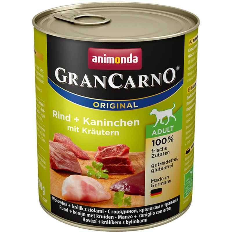 Animonda (Анімонда) Gran Carno Adult - Консервований корм з яловичиною, кроликом і травами для дорослих собак (рубане м'ясо) (800 г) в E-ZOO