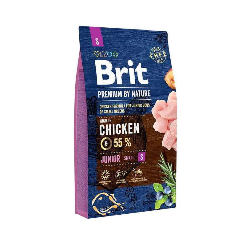 Brit Premium by Nature JUNIOR S - Сухой корм с курицей для щенков и молодых собак мелких пород (8 кг) в E-ZOO