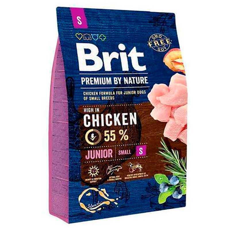 Brit Premium (Бріт Преміум) by Nature JUNIOR S - Сухий корм з куркою для цуценят і молодих собак дрібних порід (3 кг) в E-ZOO