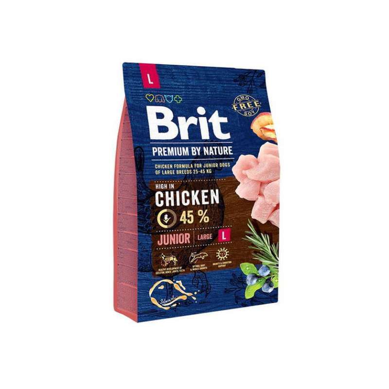 Brit Premium (Бріт Преміум) by Nature JUNIOR L - Сухий корм з куркою для цуценят і молодих собак великих порід (3 кг) в E-ZOO
