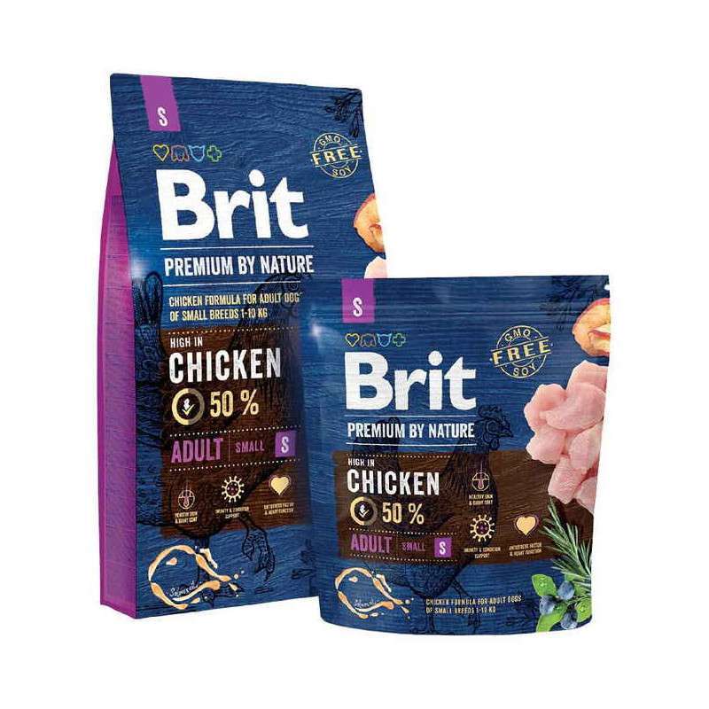 Brit Premium (Бріт Преміум) by Nature ADULT S - Сухий корм з куркою для дорослих собак дрібних порід (1 кг) в E-ZOO