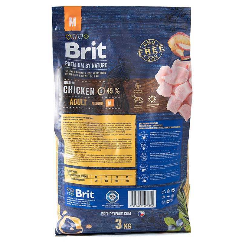 Brit Premium (Брит Премиум) by Nature ADULT M - Сухой корм с курицей для взрослых собак средних пород (3 кг) в E-ZOO